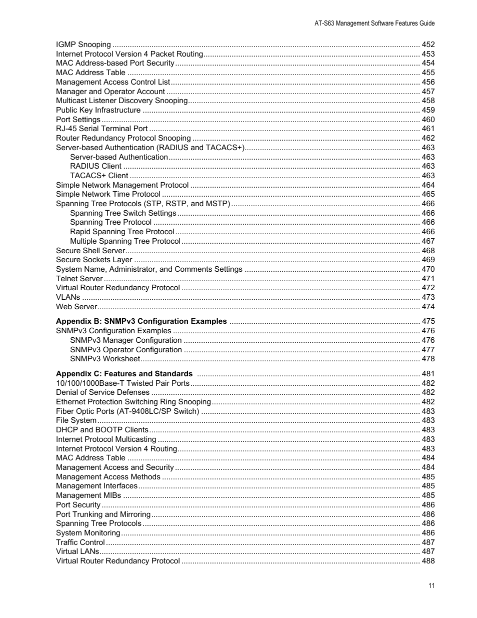 Allied Telesis AT-S63 User Manual | Page 11 / 514