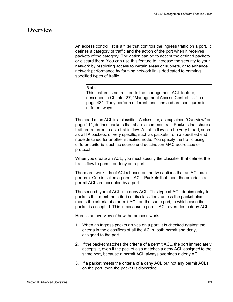 Overview | Allied Telesis AT-S63 User Manual | Page 121 / 514
