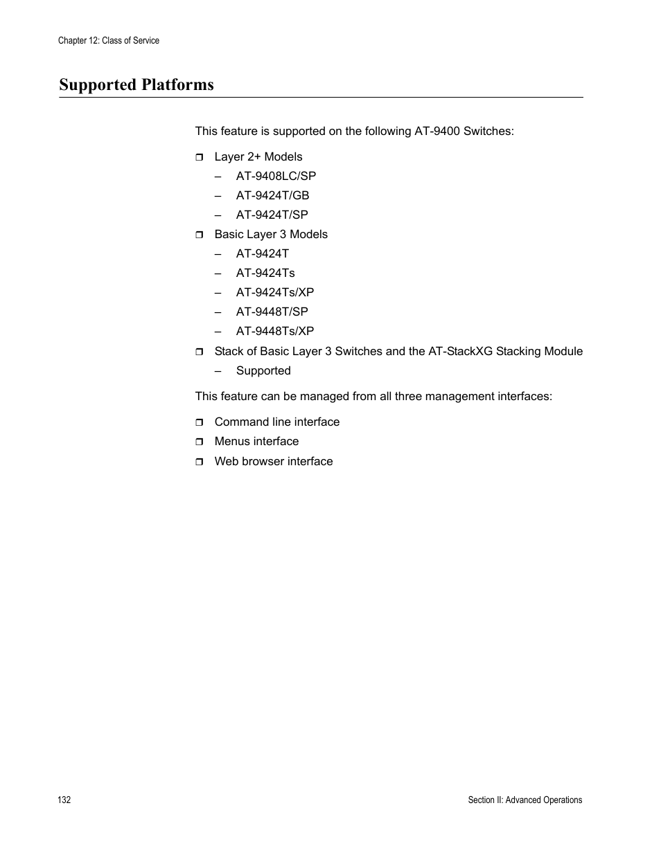 Supported platforms | Allied Telesis AT-S63 User Manual | Page 132 / 514