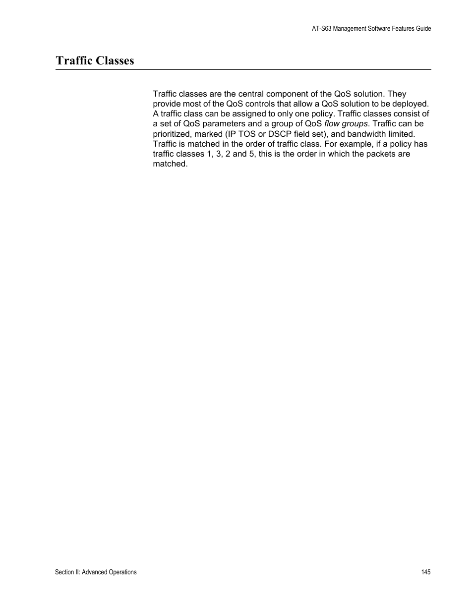 Traffic classes | Allied Telesis AT-S63 User Manual | Page 145 / 514