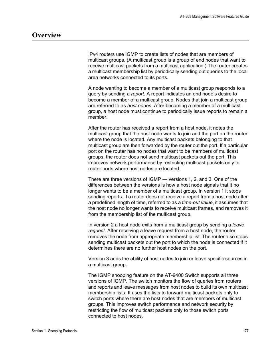 Overview | Allied Telesis AT-S63 User Manual | Page 177 / 514