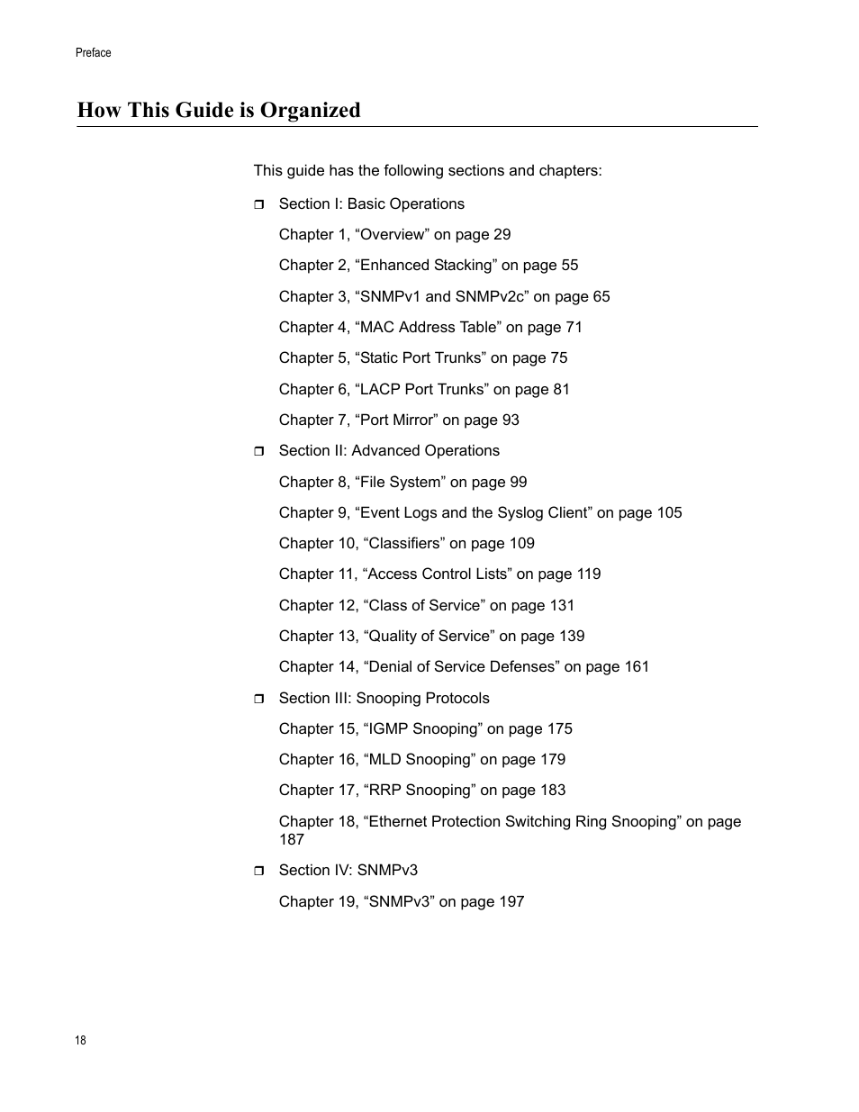 How this guide is organized | Allied Telesis AT-S63 User Manual | Page 18 / 514