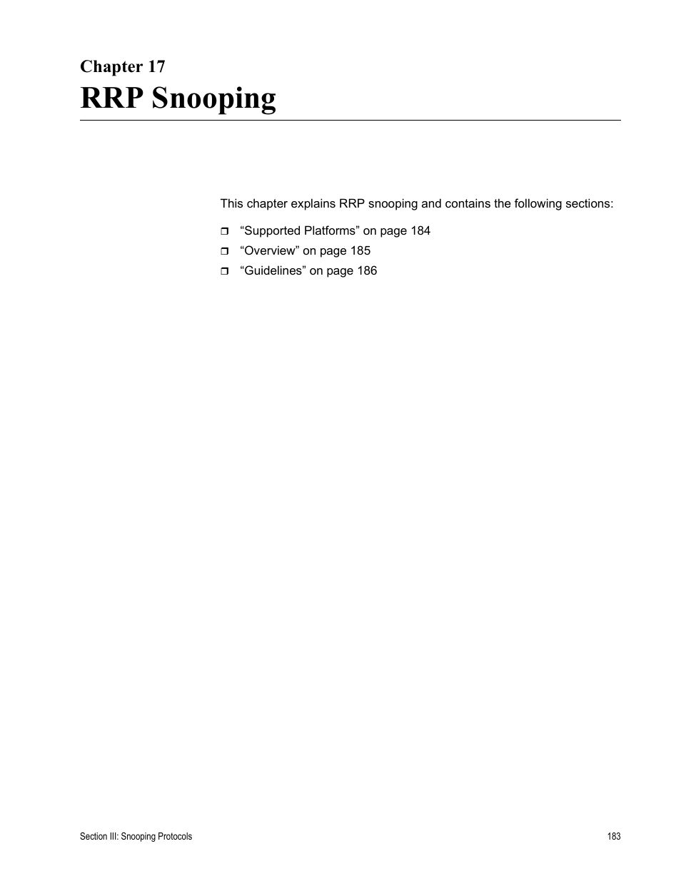 Chapter 17, Rrp snooping | Allied Telesis AT-S63 User Manual | Page 183 / 514