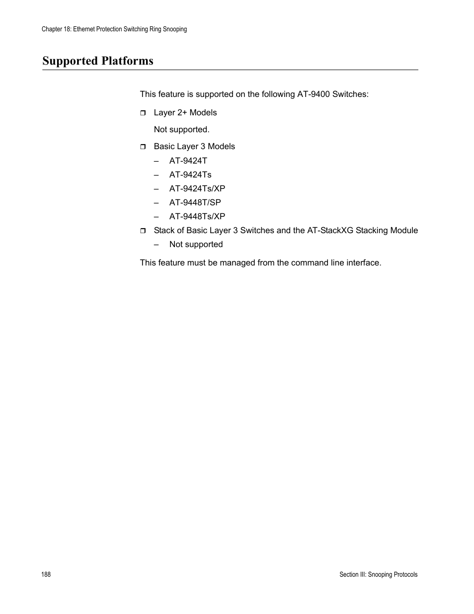 Supported platforms | Allied Telesis AT-S63 User Manual | Page 188 / 514