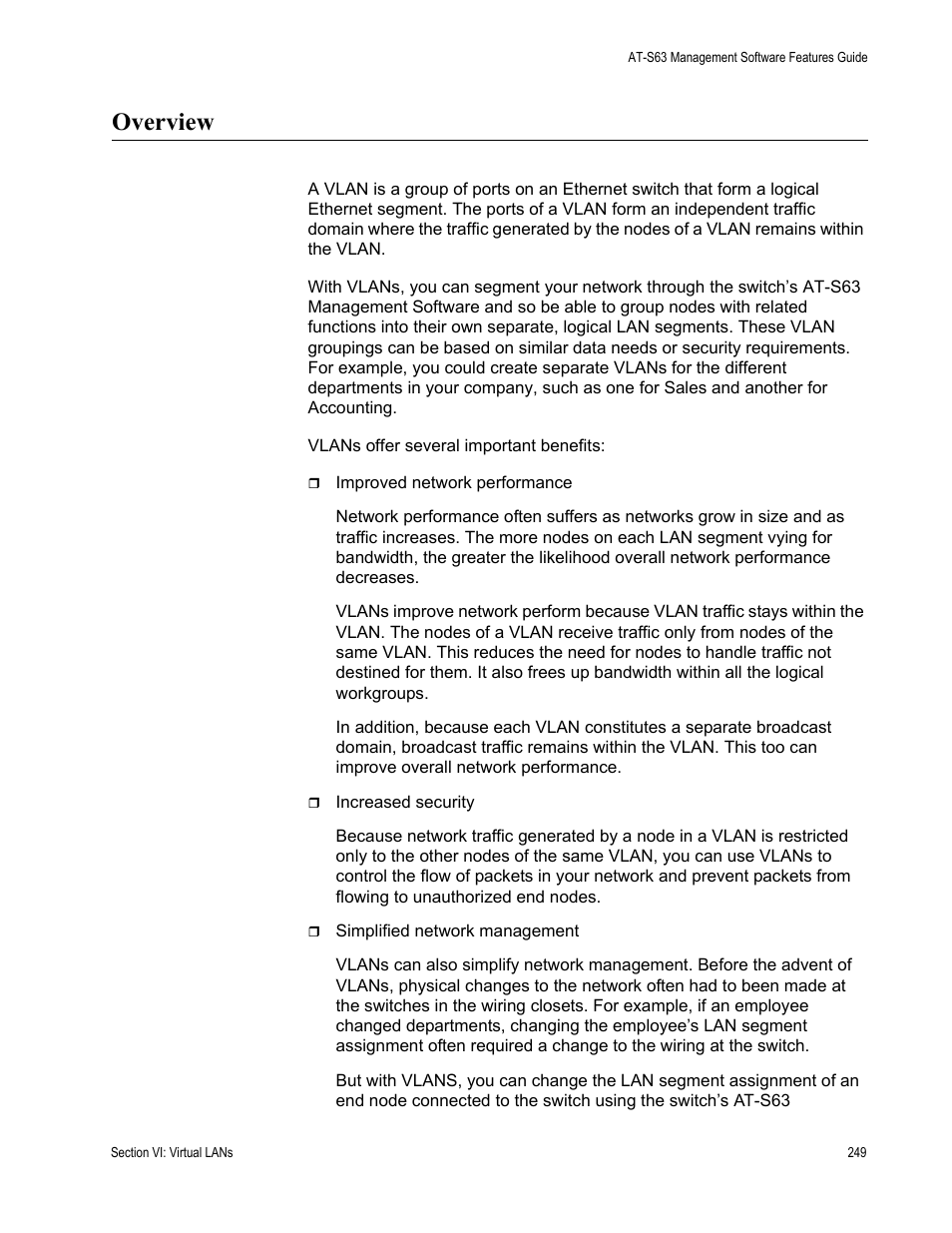 Overview | Allied Telesis AT-S63 User Manual | Page 249 / 514