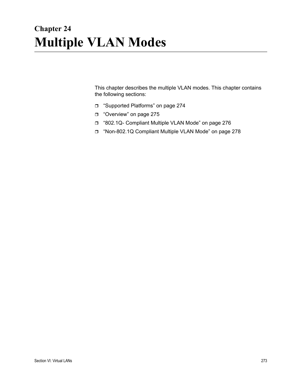Chapter 24, Multiple vlan modes, Chapter 24: multiple vlan modes | Allied Telesis AT-S63 User Manual | Page 273 / 514