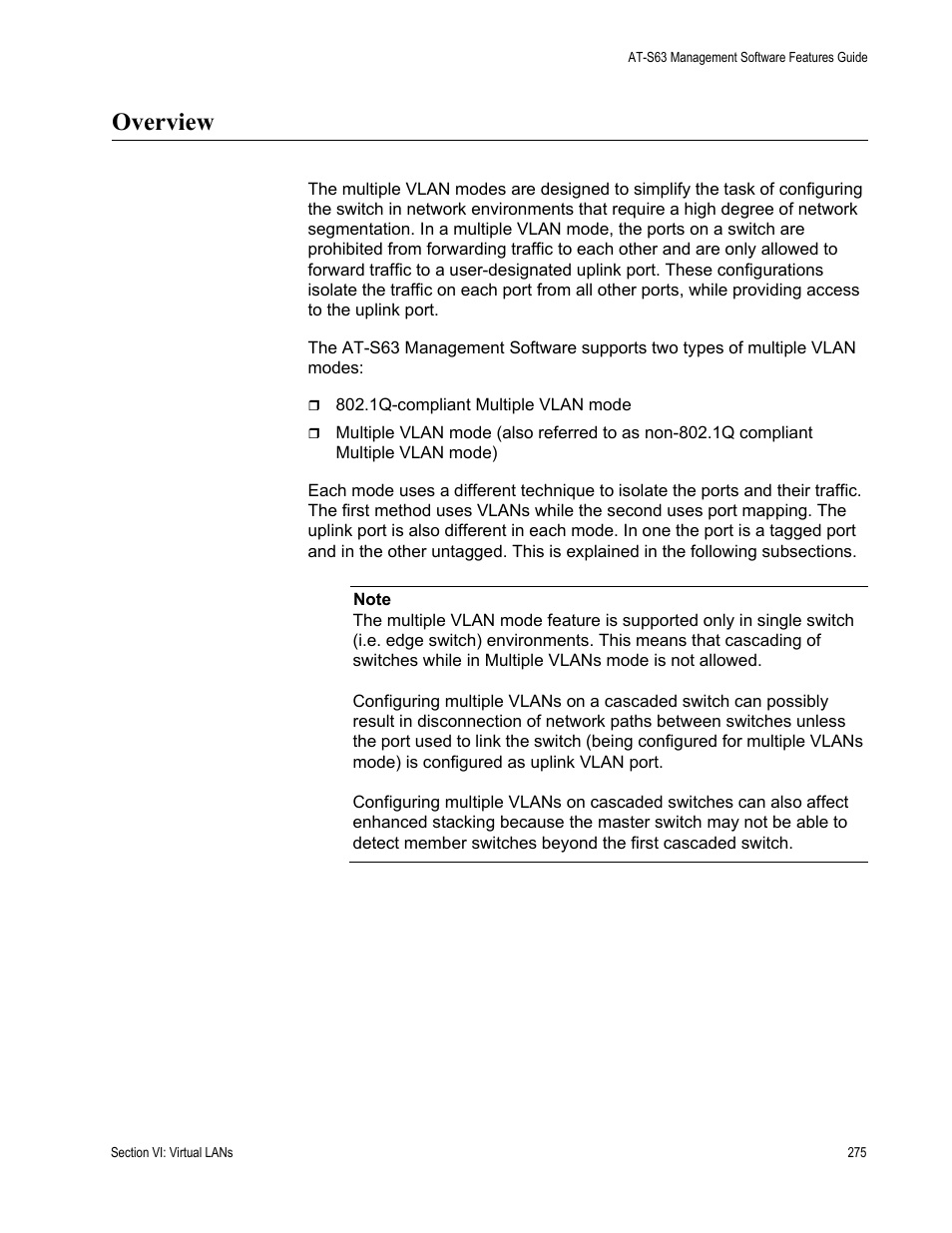 Overview | Allied Telesis AT-S63 User Manual | Page 275 / 514