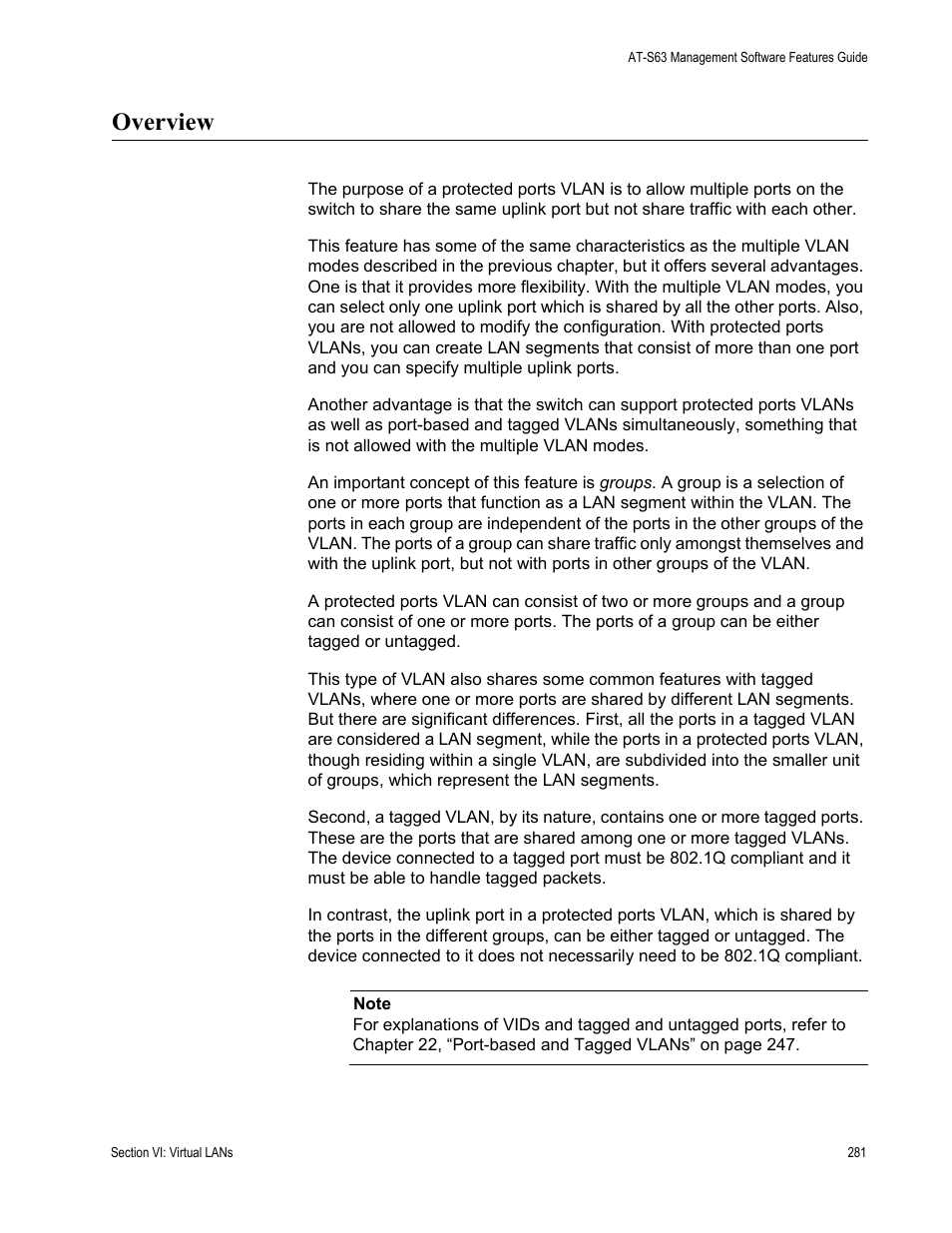 Overview | Allied Telesis AT-S63 User Manual | Page 281 / 514