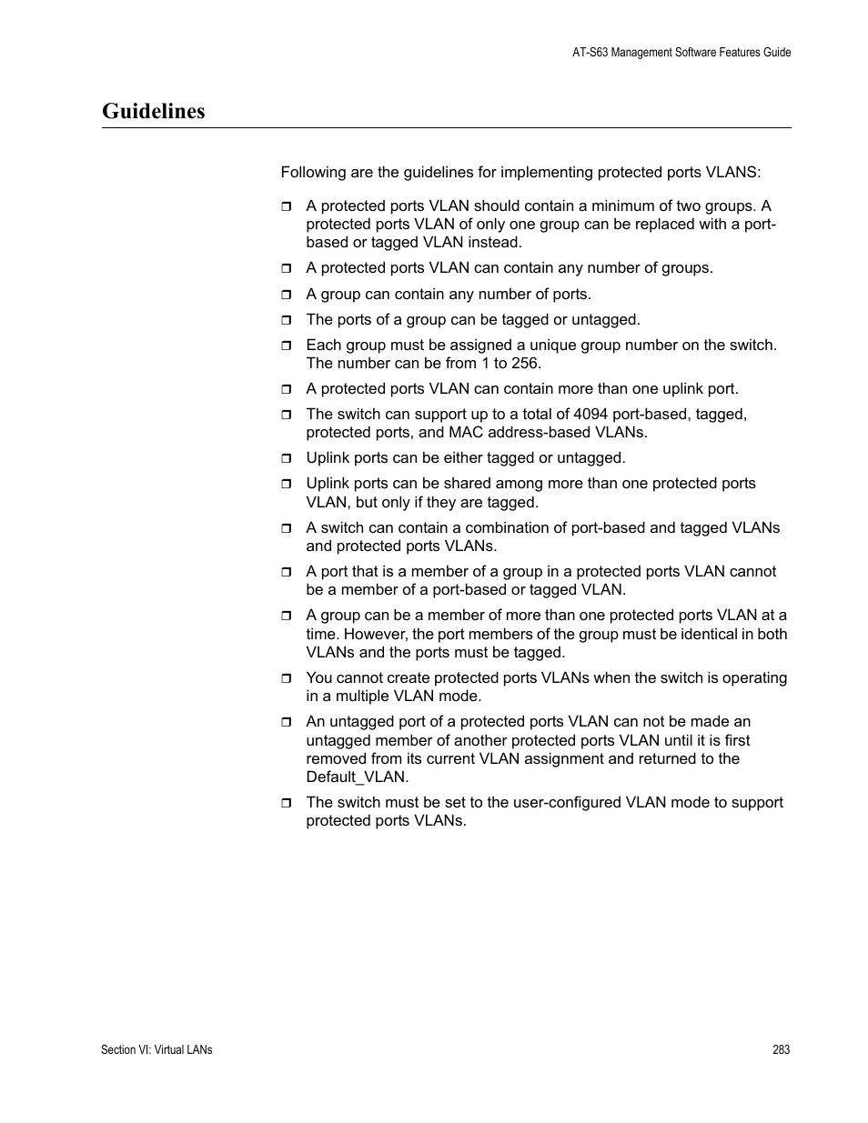Guidelines | Allied Telesis AT-S63 User Manual | Page 283 / 514