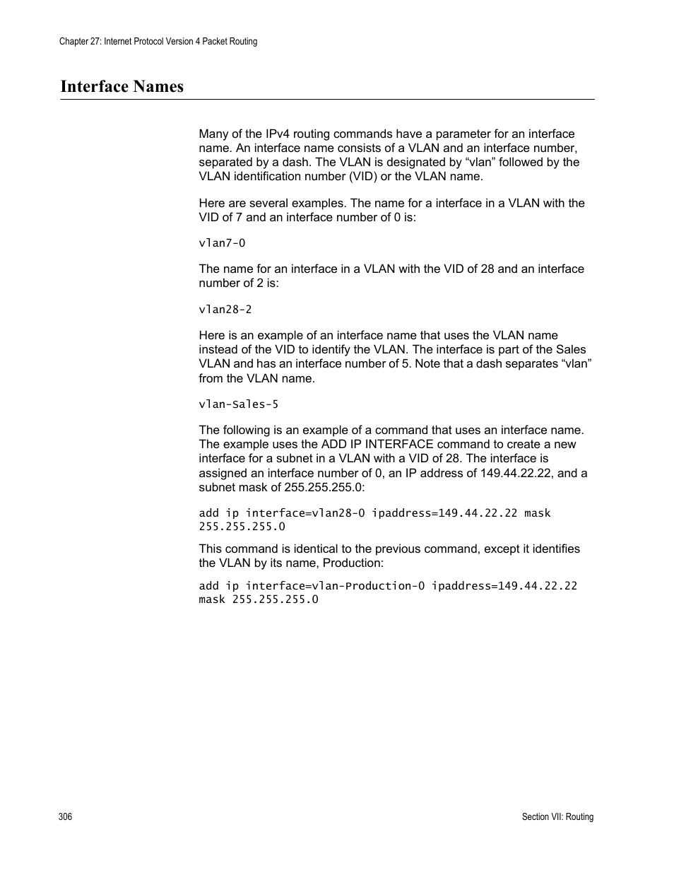 Interface names | Allied Telesis AT-S63 User Manual | Page 306 / 514