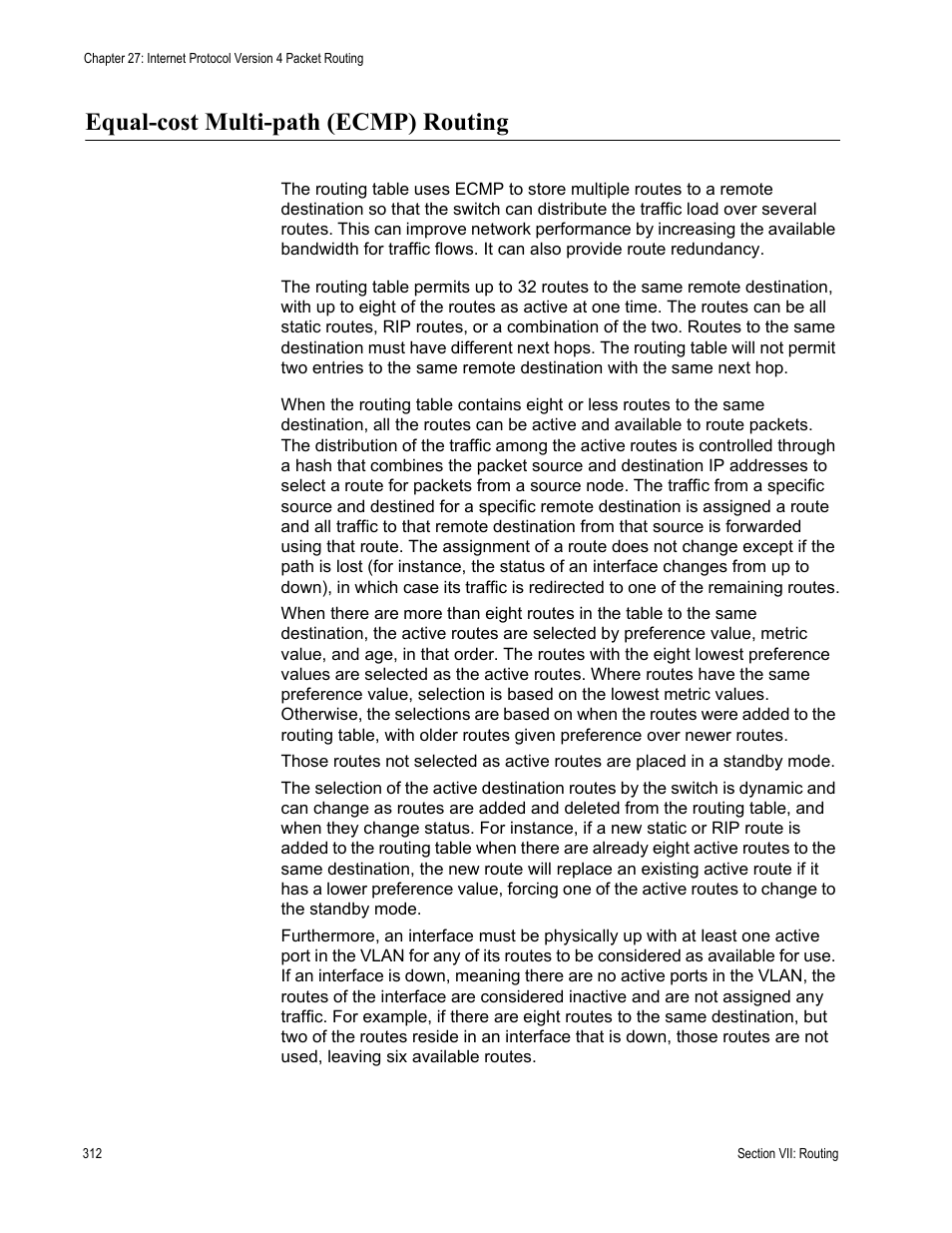 Equal-cost multi-path (ecmp) routing | Allied Telesis AT-S63 User Manual | Page 312 / 514