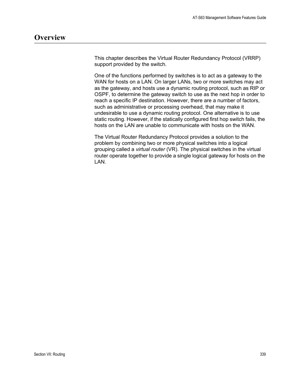 Overview | Allied Telesis AT-S63 User Manual | Page 339 / 514
