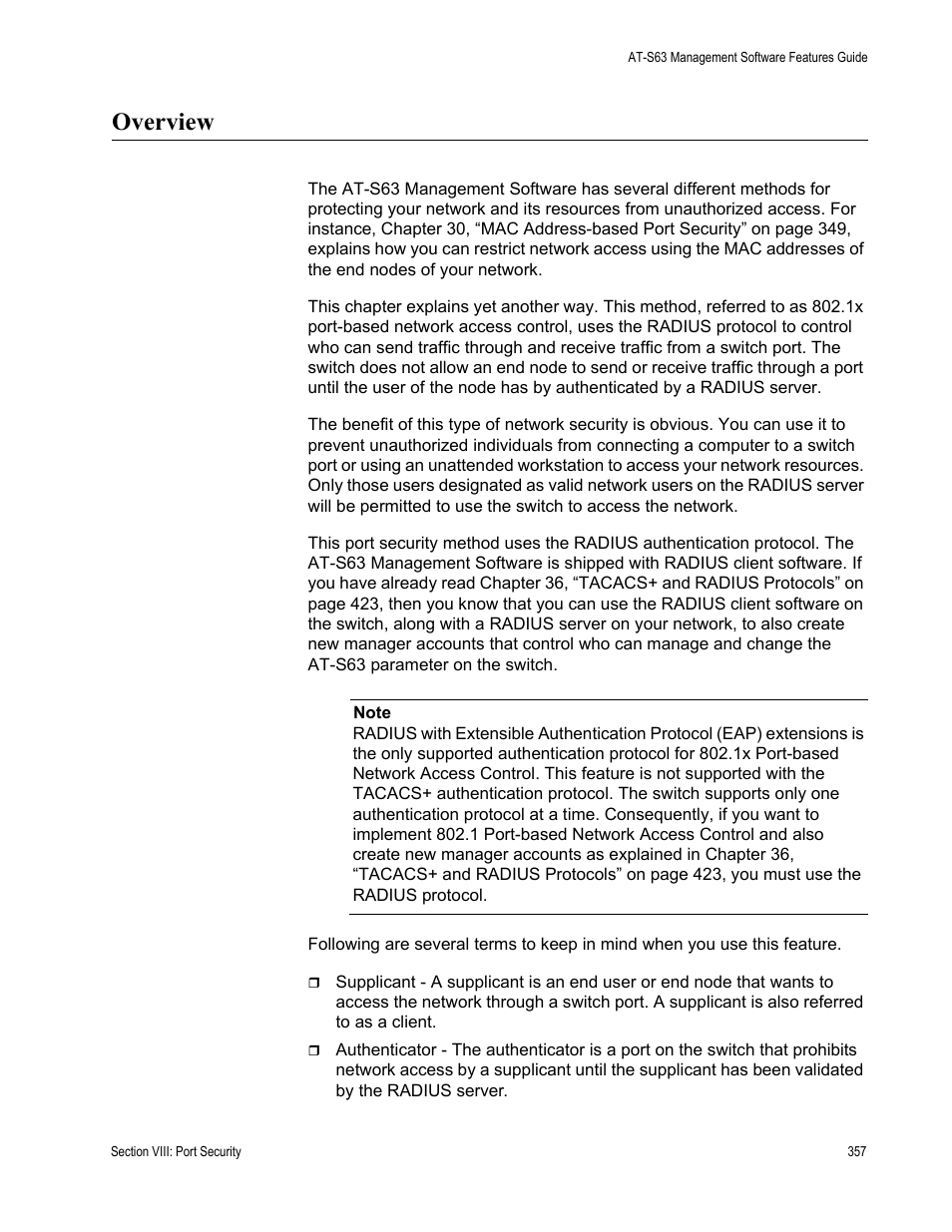 Overview | Allied Telesis AT-S63 User Manual | Page 357 / 514