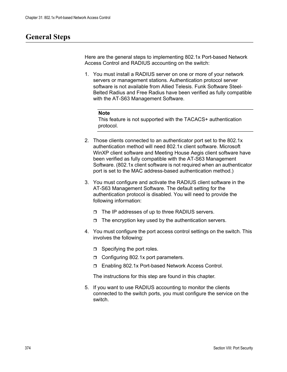 General steps | Allied Telesis AT-S63 User Manual | Page 374 / 514