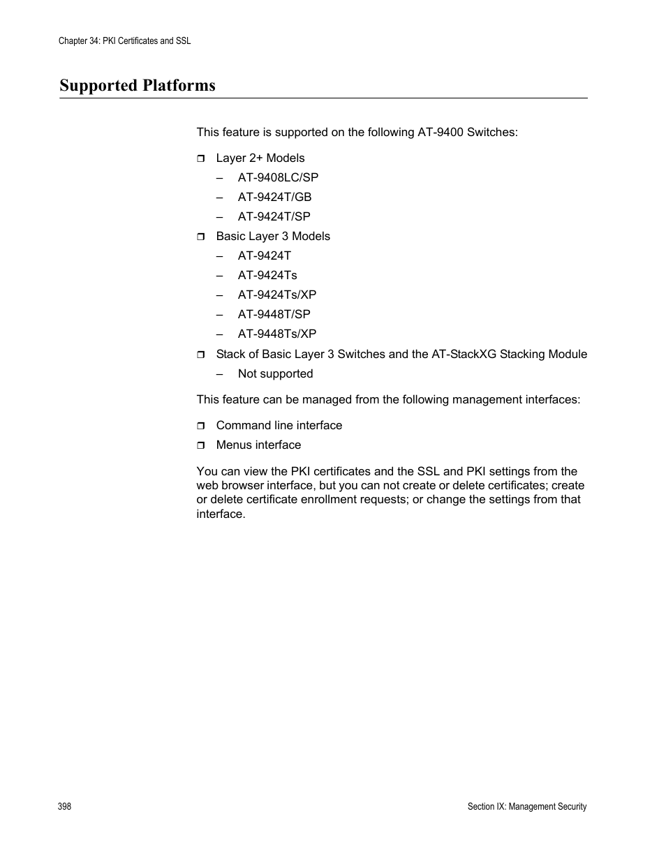 Supported platforms | Allied Telesis AT-S63 User Manual | Page 398 / 514