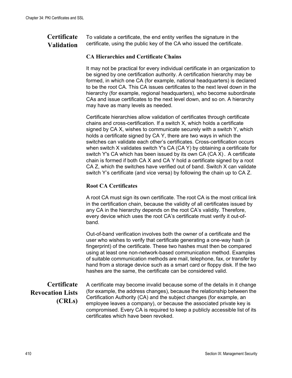 Certificate validation, Certificate revocation lists (crls) | Allied Telesis AT-S63 User Manual | Page 410 / 514