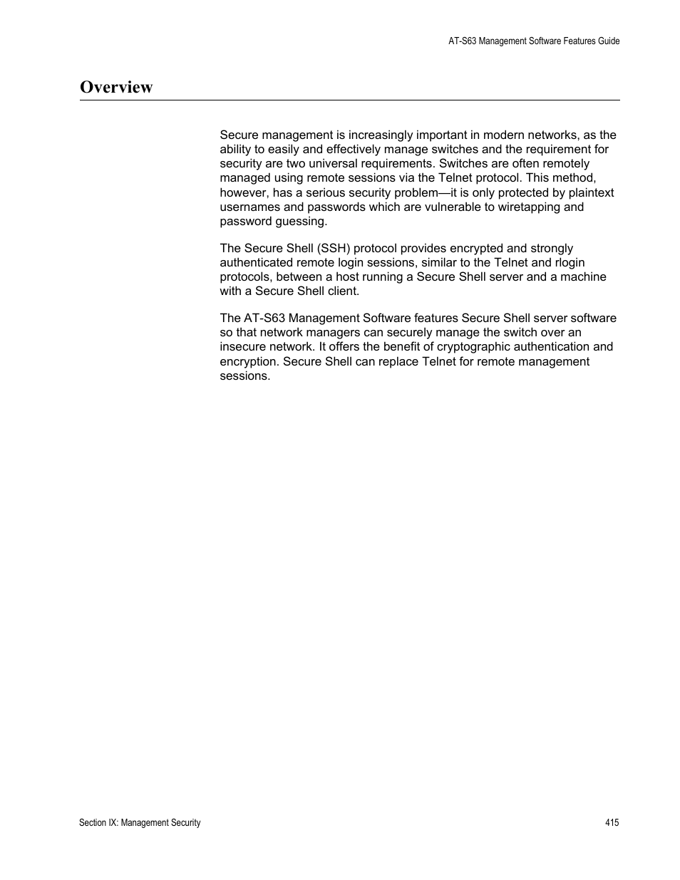 Overview | Allied Telesis AT-S63 User Manual | Page 415 / 514