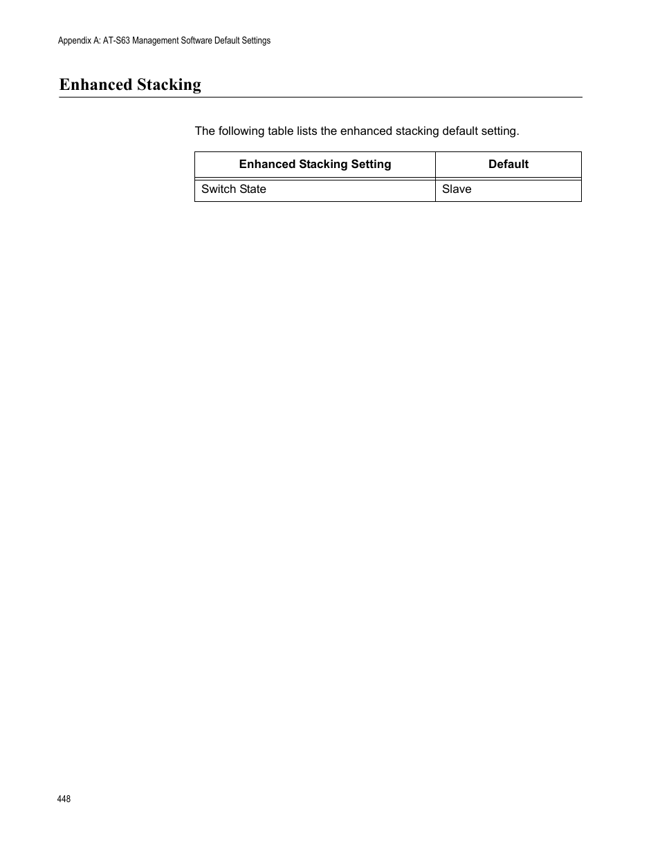 Enhanced stacking | Allied Telesis AT-S63 User Manual | Page 448 / 514