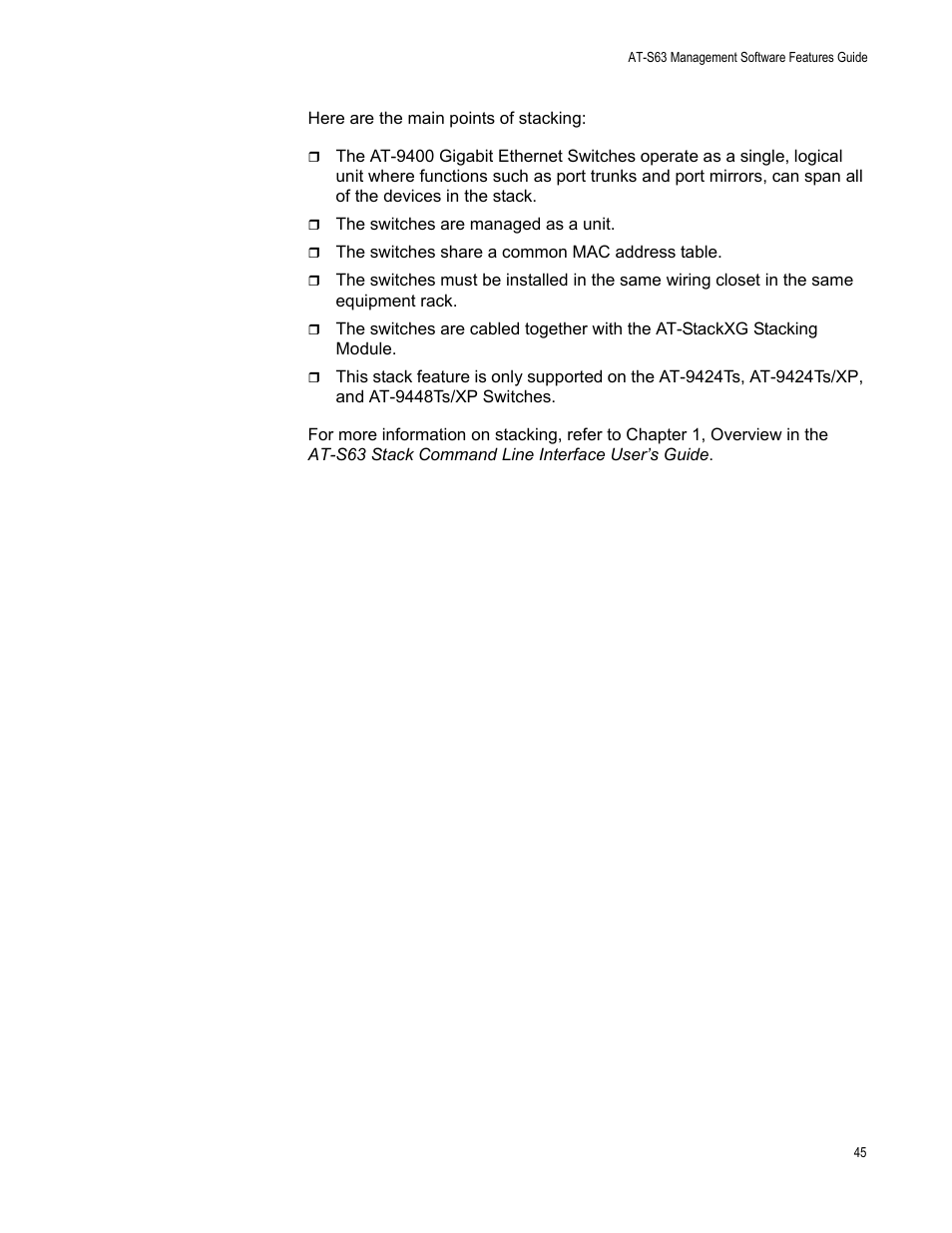 Allied Telesis AT-S63 User Manual | Page 45 / 514