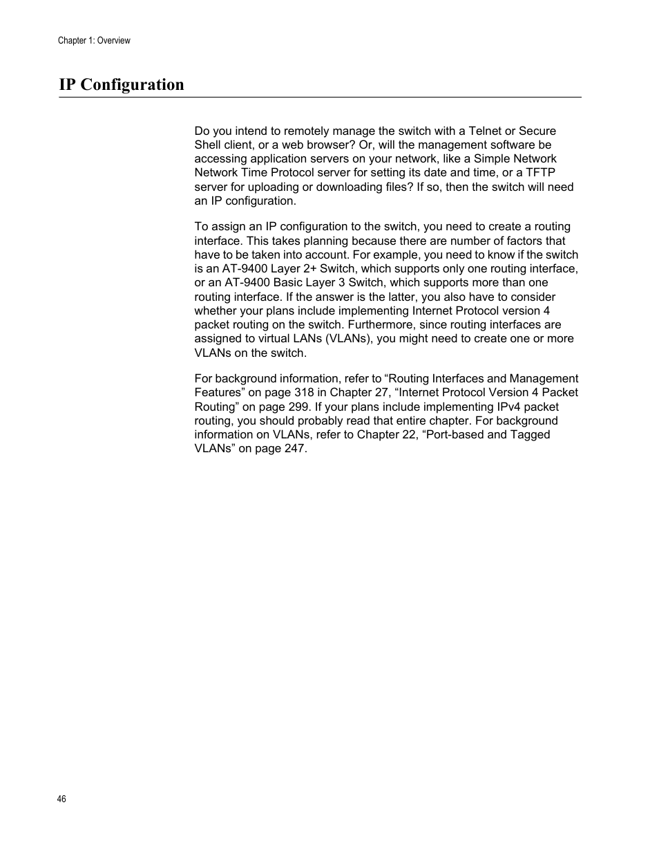 Ip configuration | Allied Telesis AT-S63 User Manual | Page 46 / 514