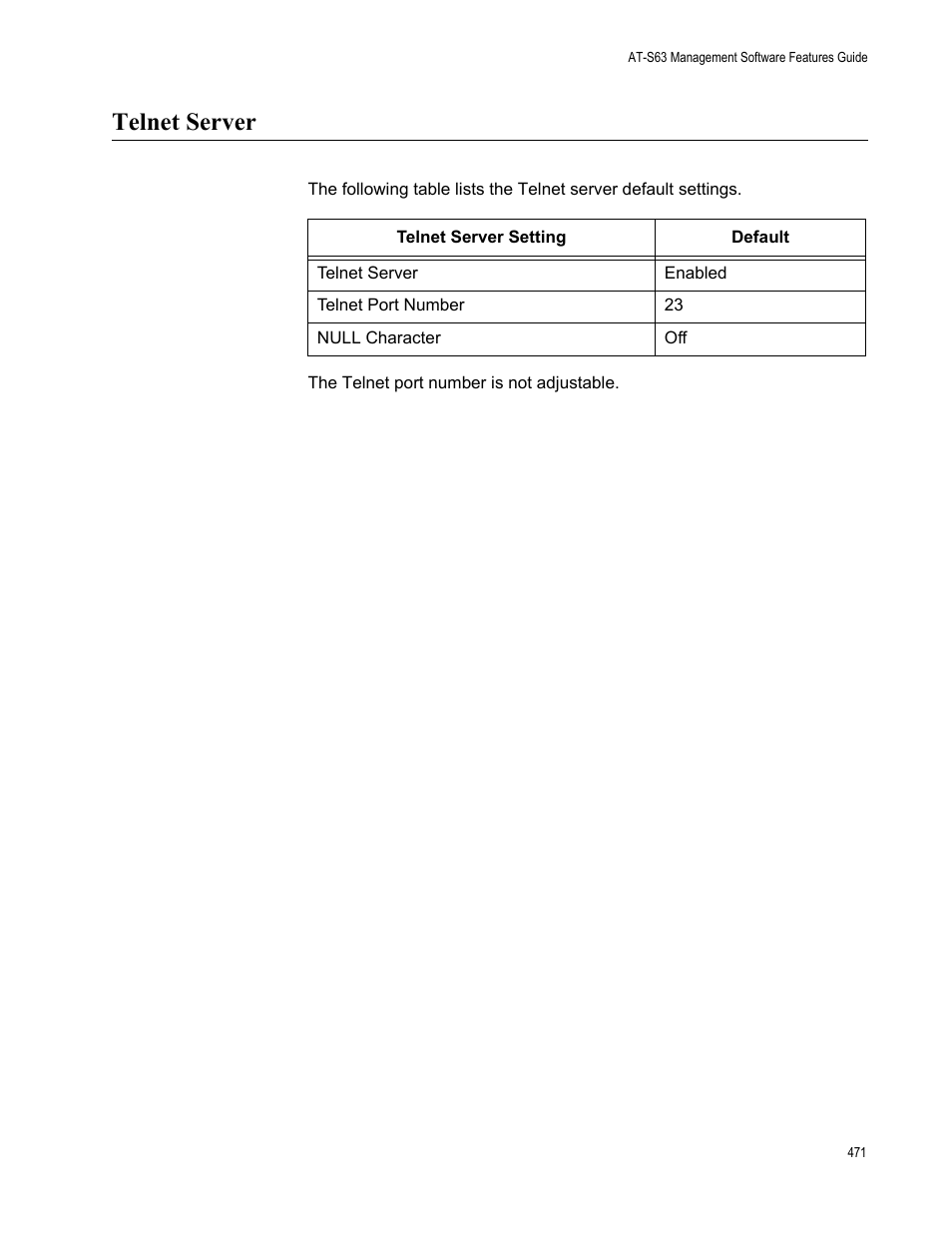Telnet server | Allied Telesis AT-S63 User Manual | Page 471 / 514