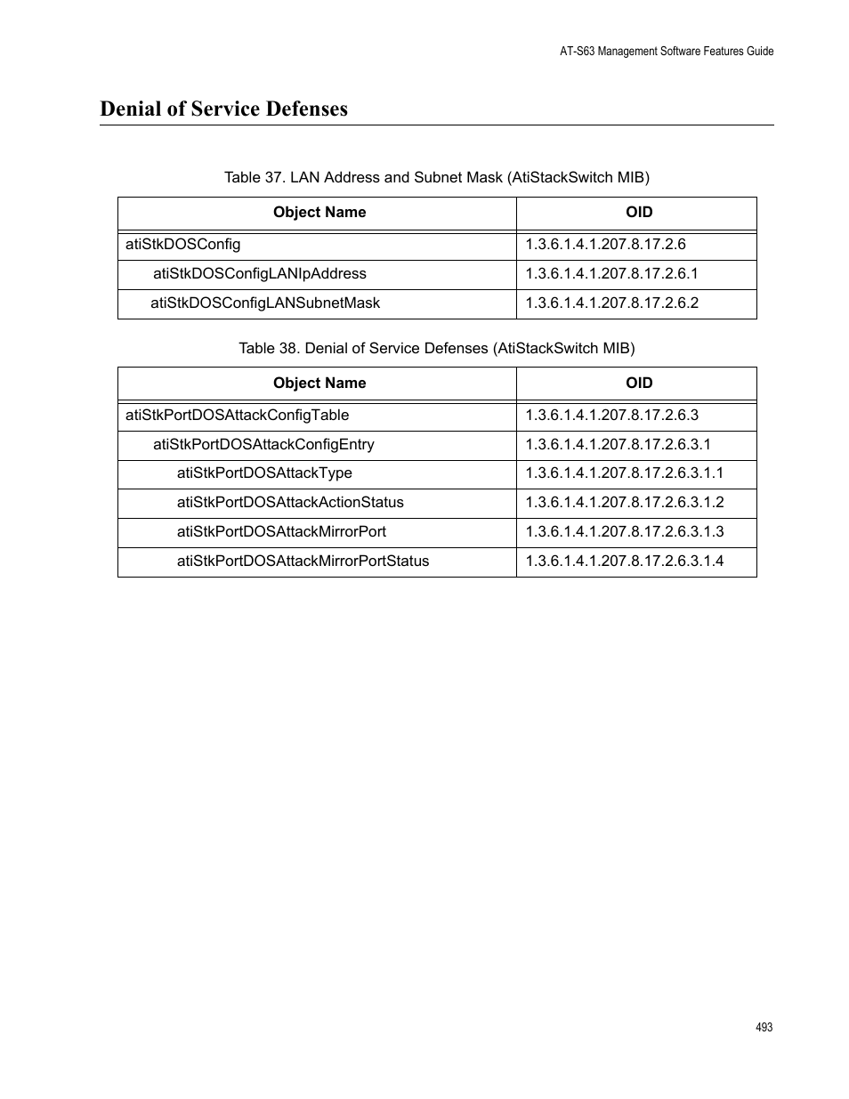 Denial of service defenses | Allied Telesis AT-S63 User Manual | Page 493 / 514