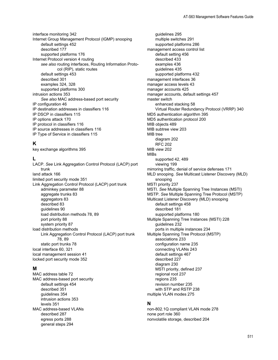 Allied Telesis AT-S63 User Manual | Page 511 / 514