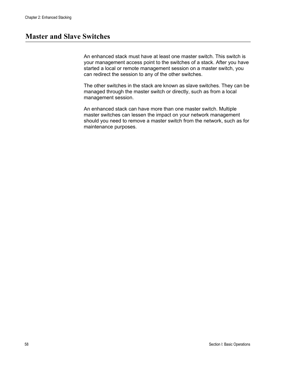 Master and slave switches | Allied Telesis AT-S63 User Manual | Page 58 / 514