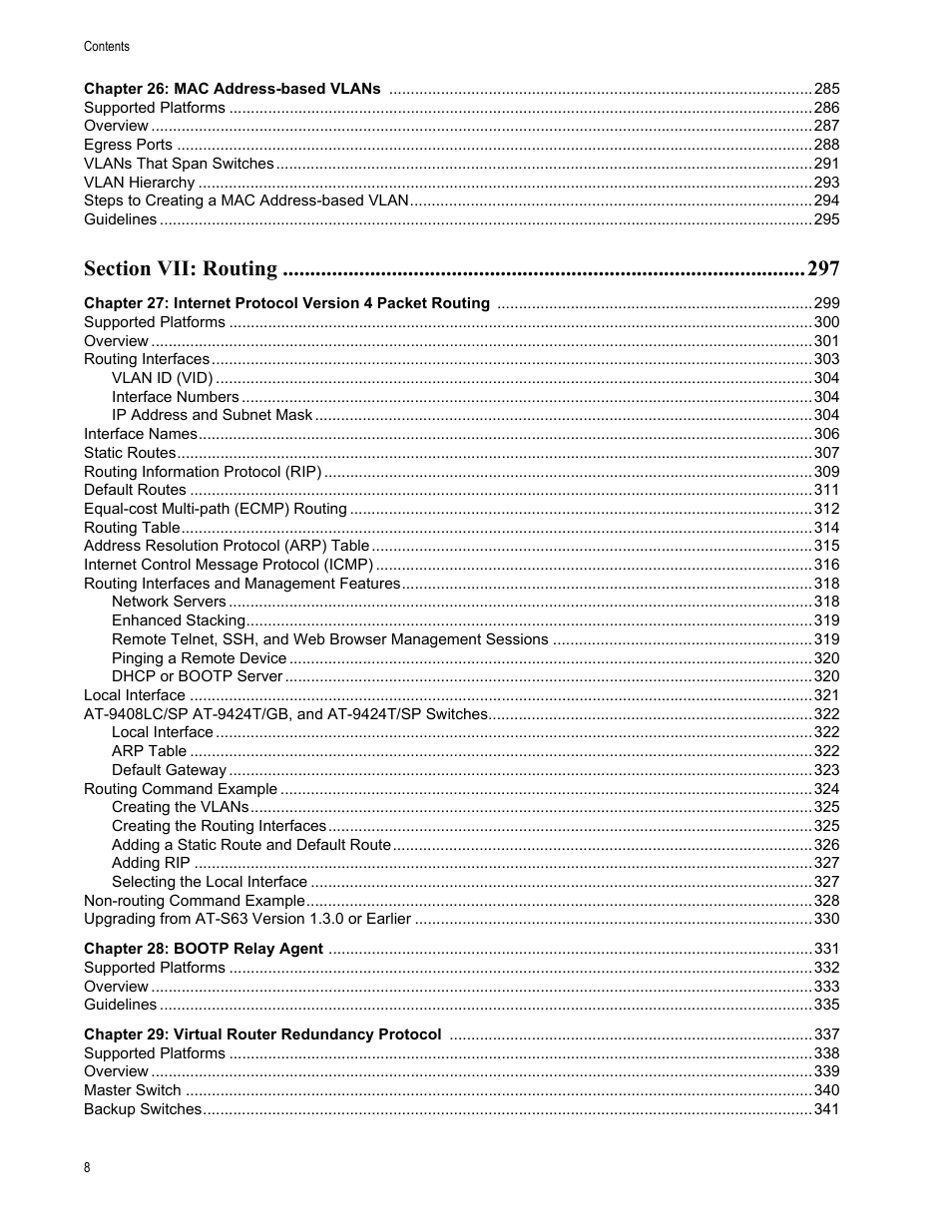Allied Telesis AT-S63 User Manual | Page 8 / 514