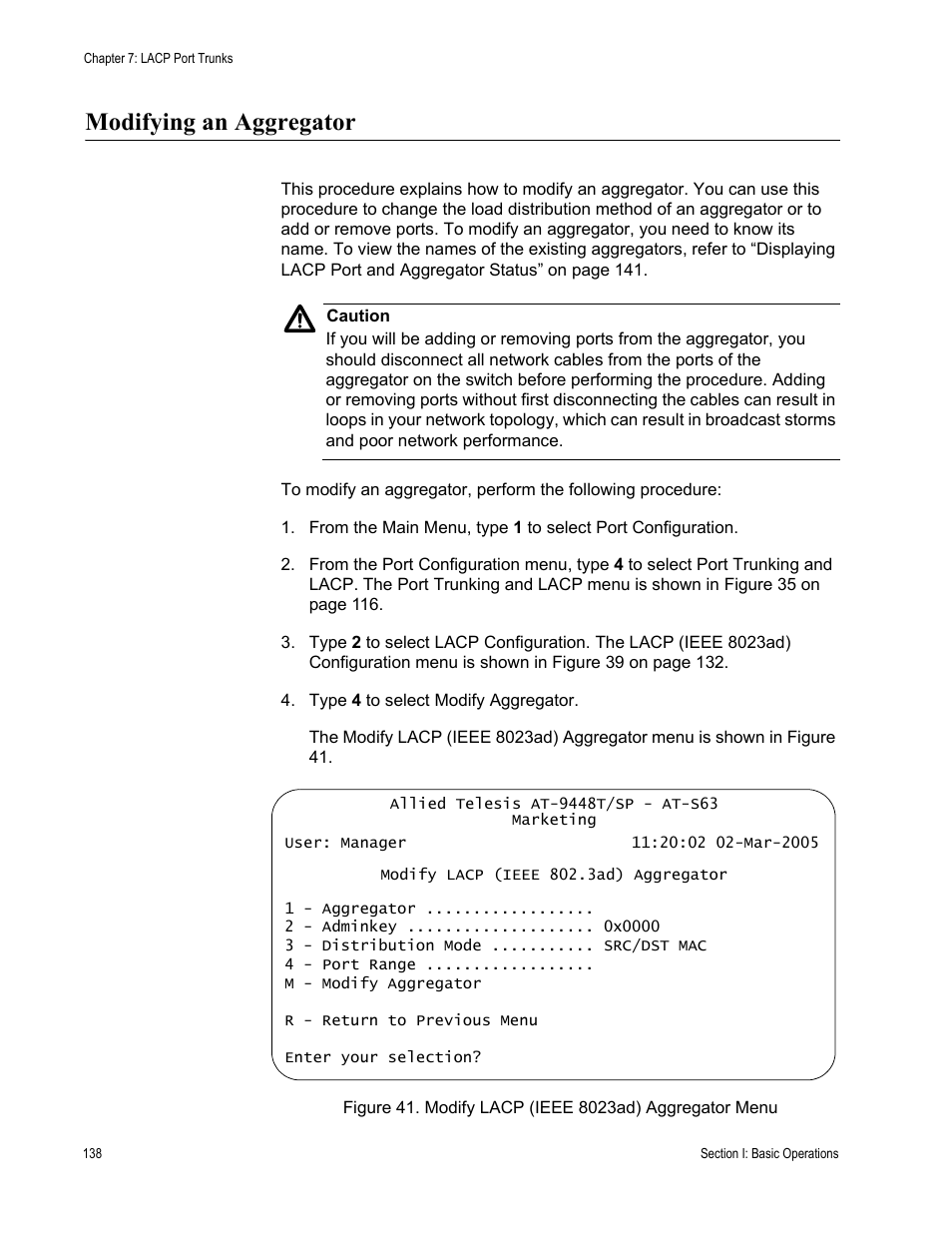 Modifying an aggregator | Allied Telesis AT-S63 User Manual | Page 138 / 672
