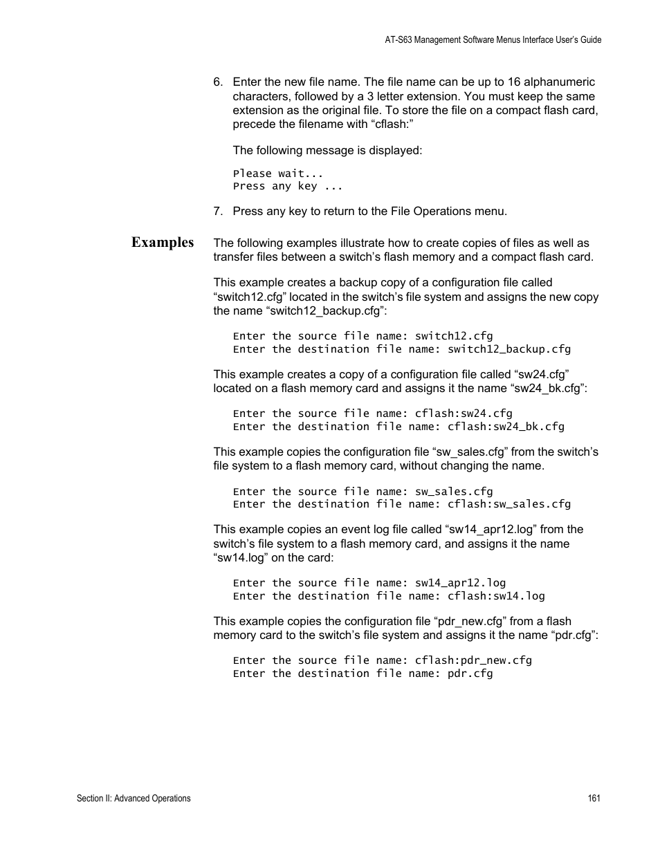 Examples | Allied Telesis AT-S63 User Manual | Page 161 / 672