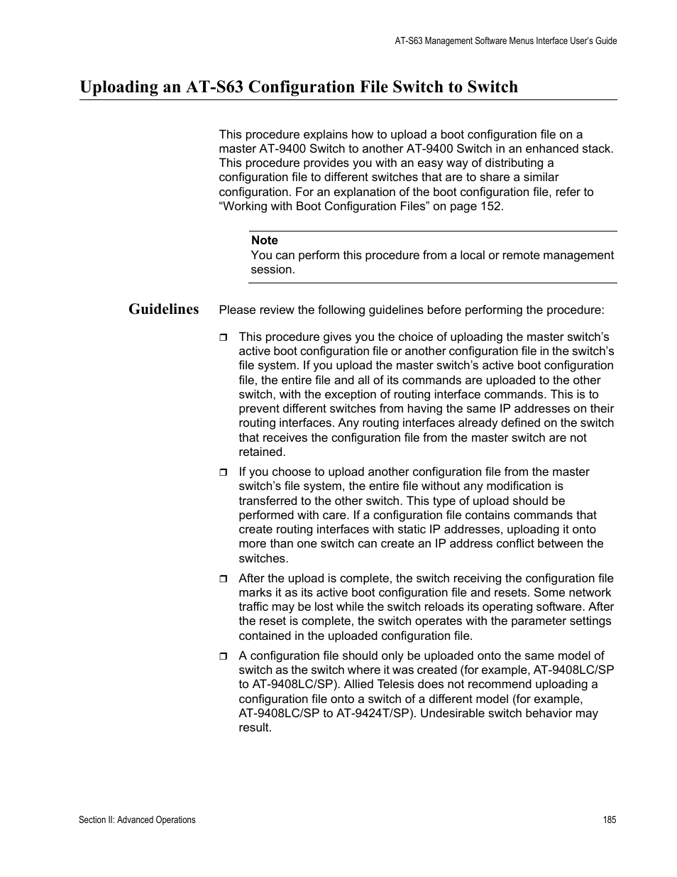 Guidelines | Allied Telesis AT-S63 User Manual | Page 185 / 672