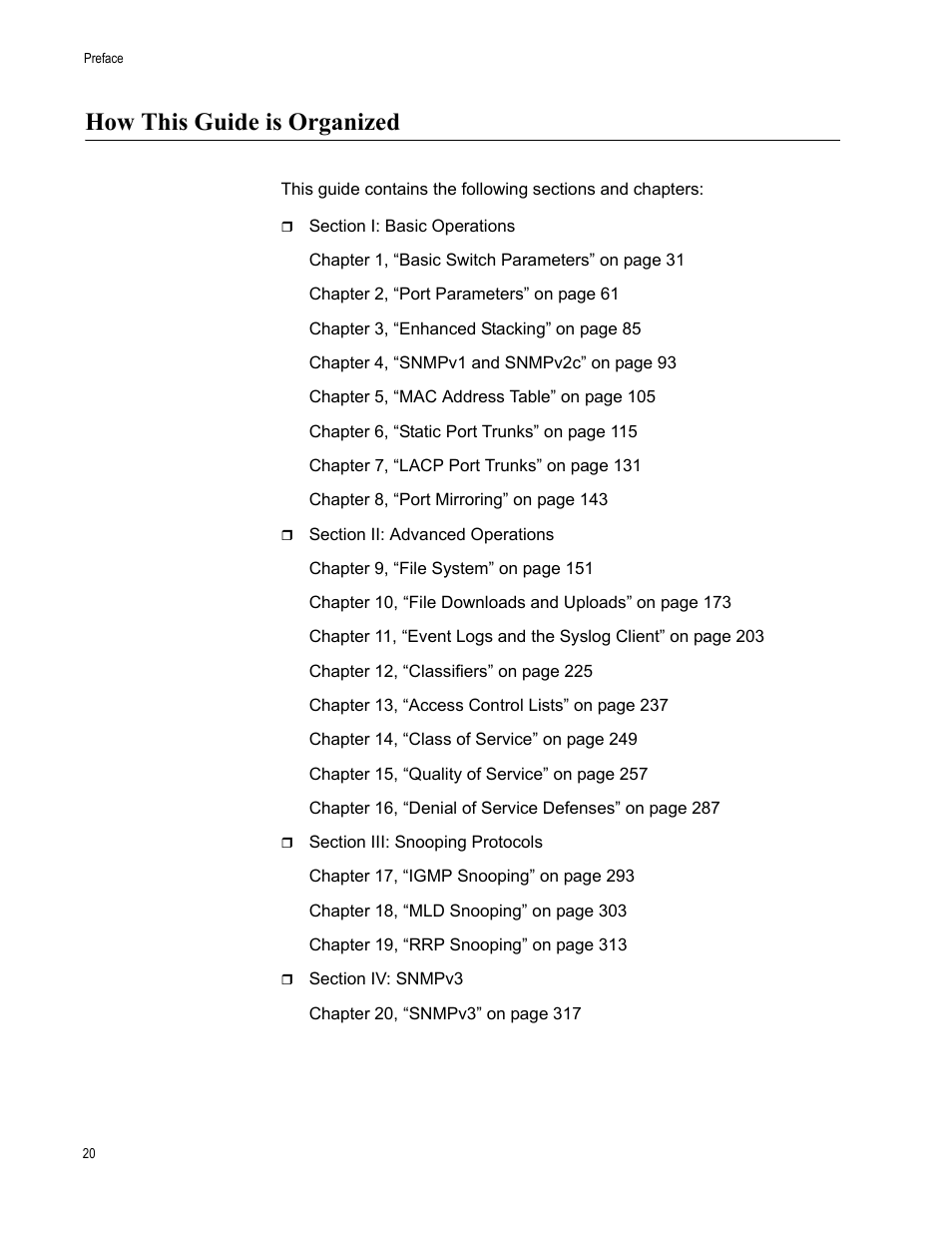 How this guide is organized | Allied Telesis AT-S63 User Manual | Page 20 / 672