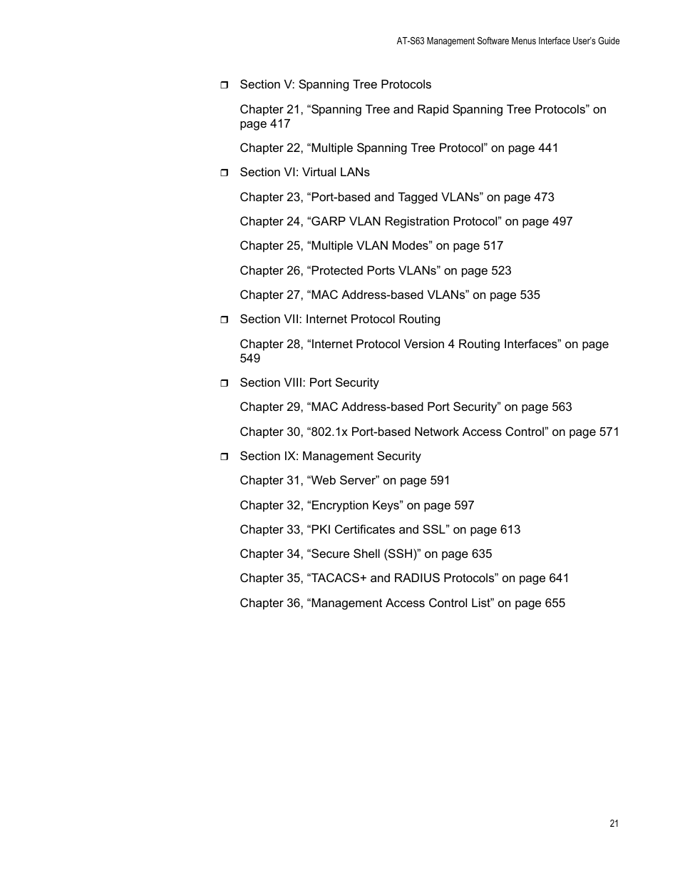 Allied Telesis AT-S63 User Manual | Page 21 / 672