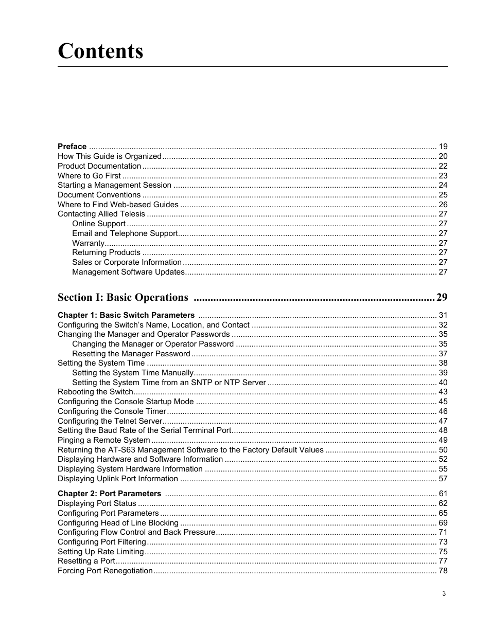 Allied Telesis AT-S63 User Manual | Page 3 / 672