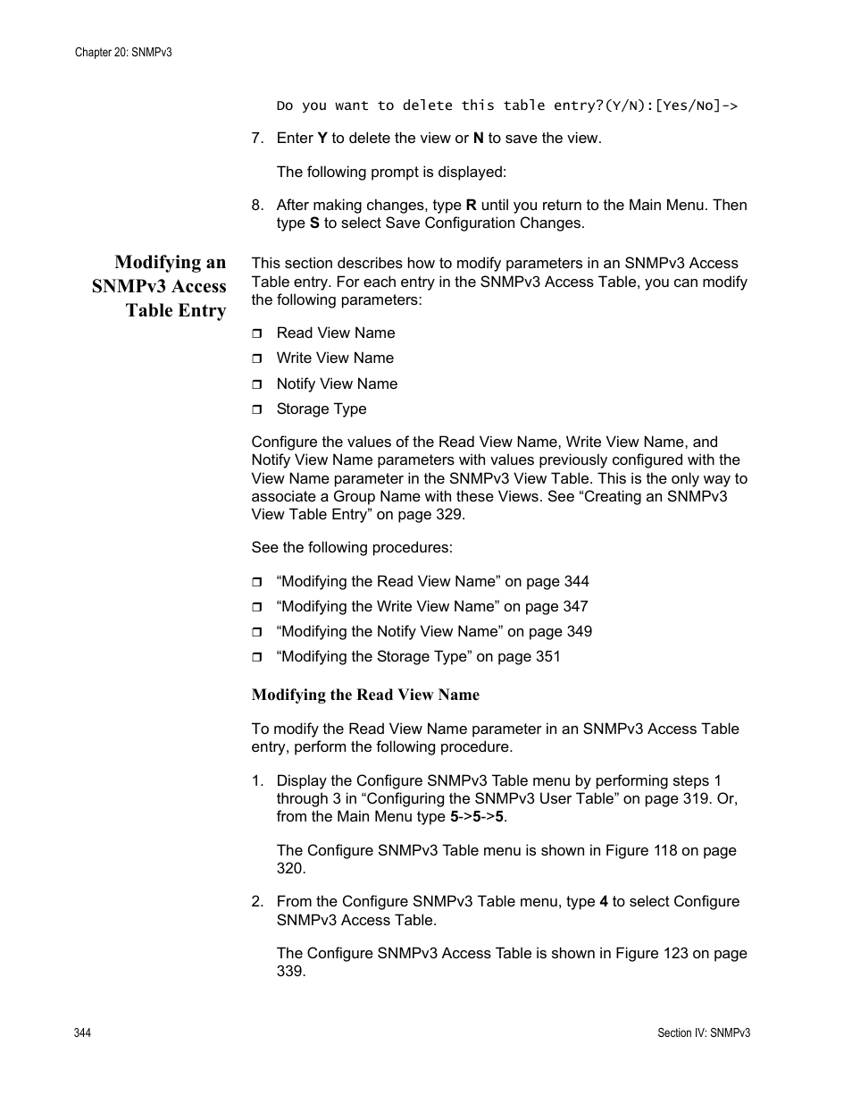 Modifying an snmpv3 access table entry | Allied Telesis AT-S63 User Manual | Page 344 / 672