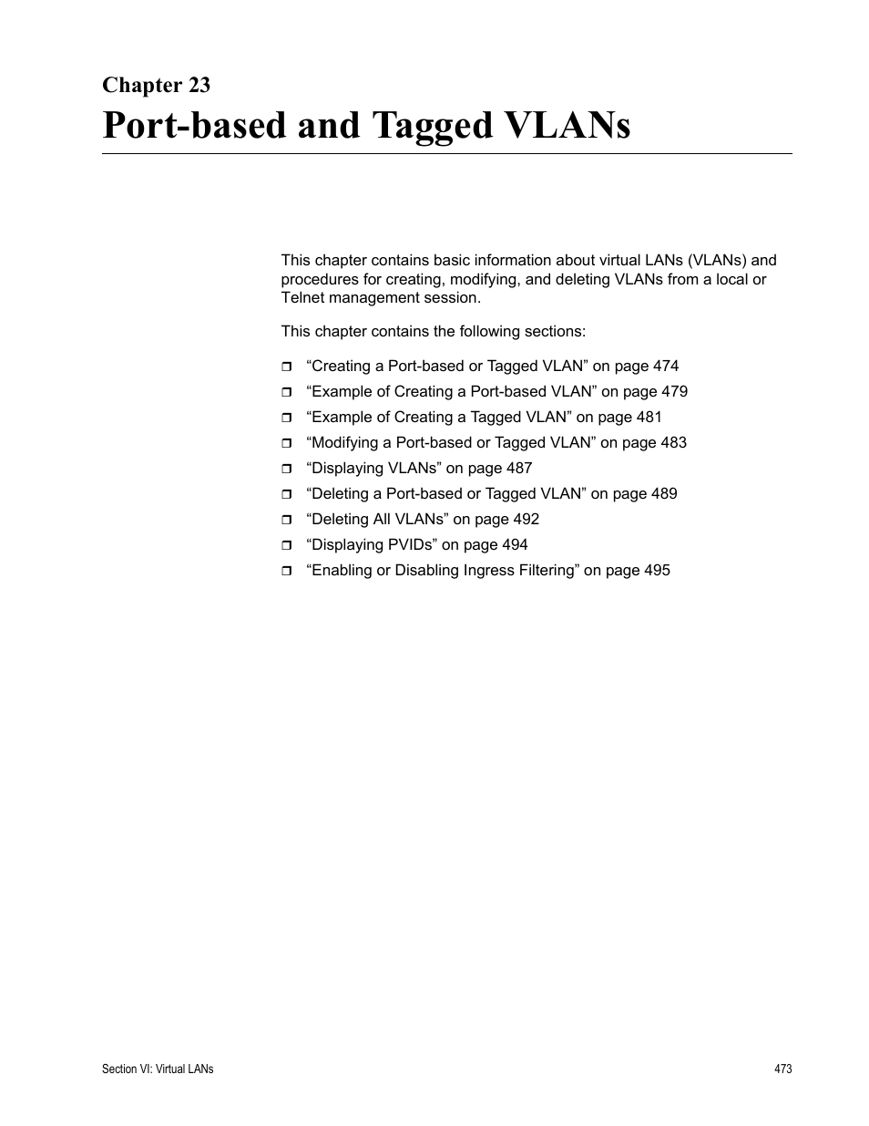 Chapter 23, Port-based and tagged vlans, Chapter 23: port-based and tagged vlans | Allied Telesis AT-S63 User Manual | Page 473 / 672