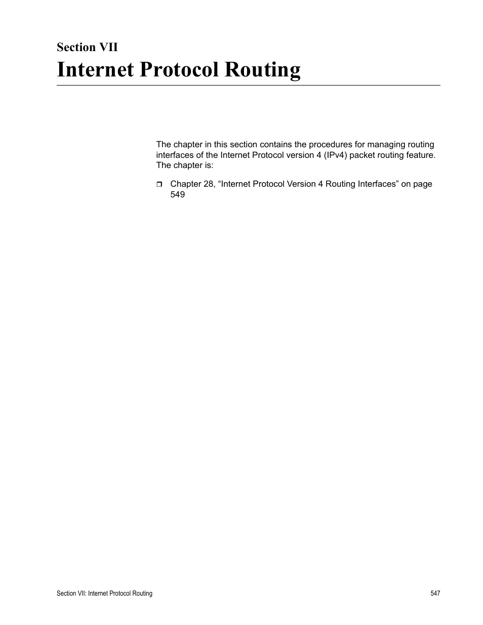 Section vii, Internet protocol routing, Section vii: internet protocol routing | Allied Telesis AT-S63 User Manual | Page 547 / 672