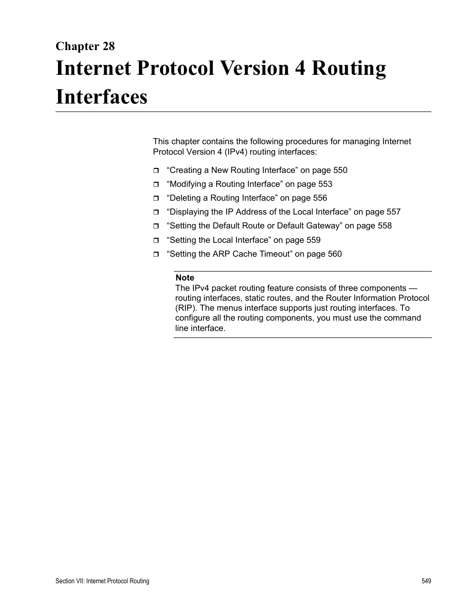 Chapter 28, Internet protocol version 4 routing interfaces | Allied Telesis AT-S63 User Manual | Page 549 / 672