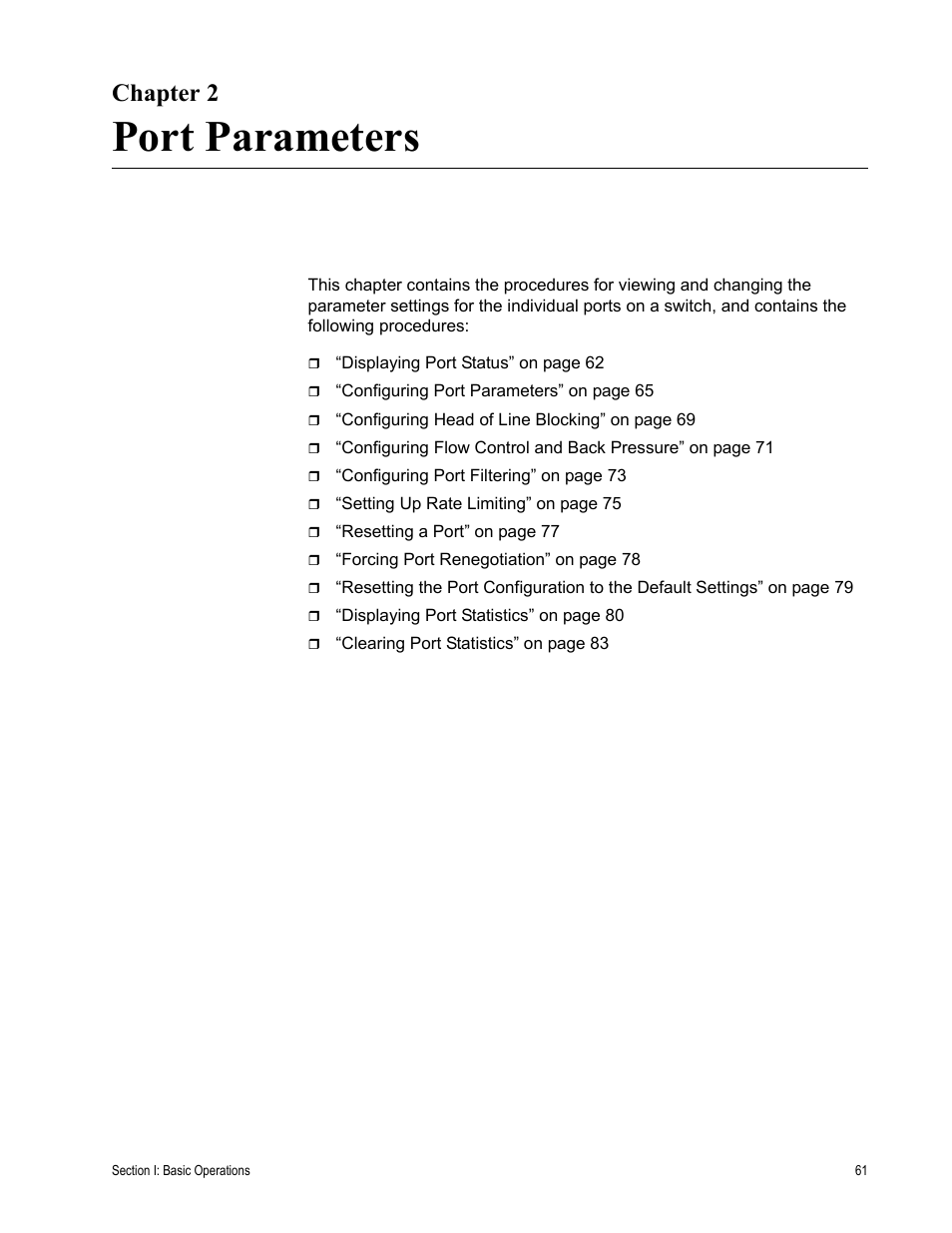 Chapter 2, Port parameters, Chapter 2: port parameters | Allied Telesis AT-S63 User Manual | Page 61 / 672