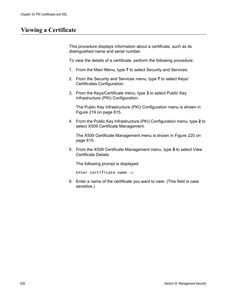 Viewing a certificate | Allied Telesis AT-S63 User Manual | Page 626 / 672