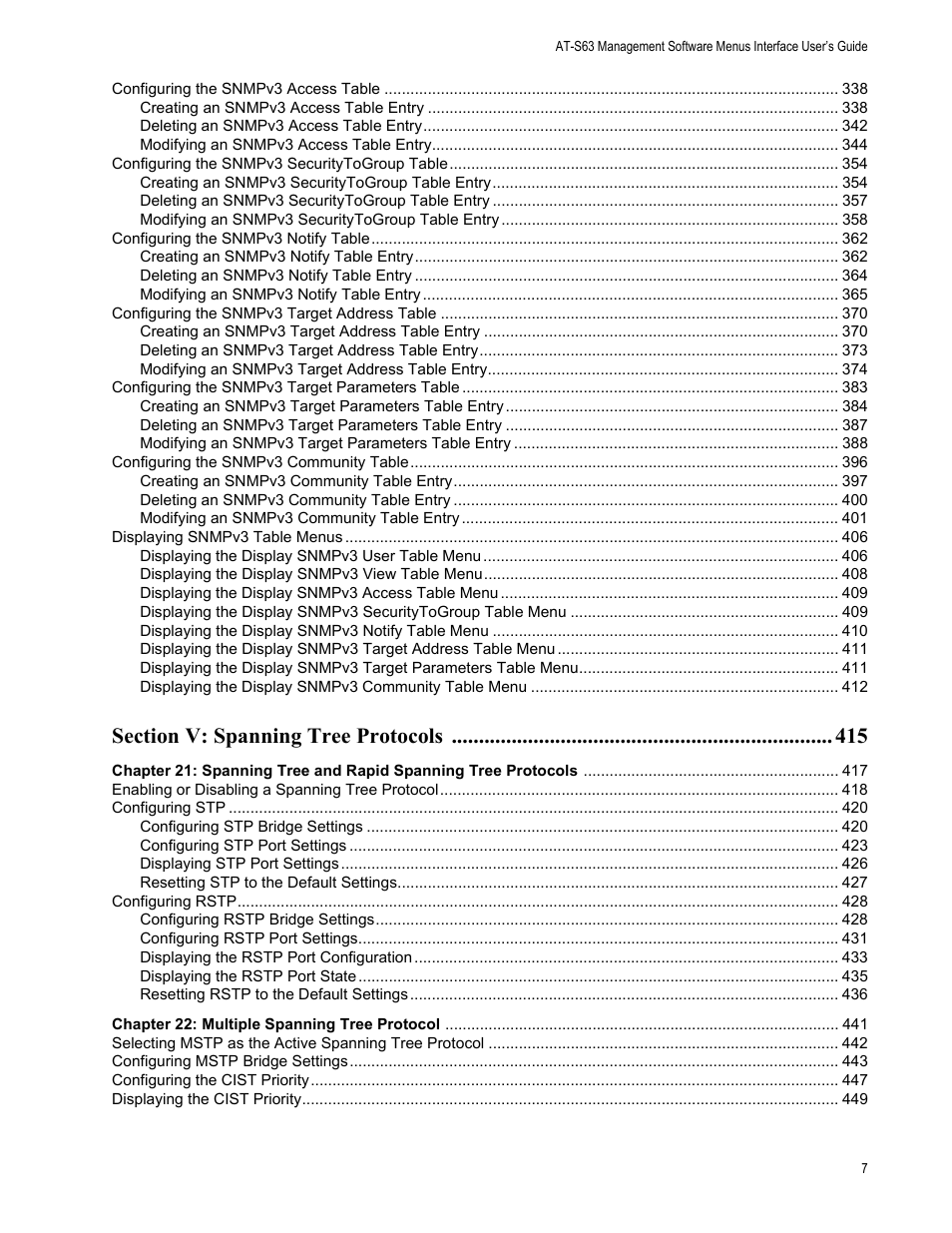 Allied Telesis AT-S63 User Manual | Page 7 / 672