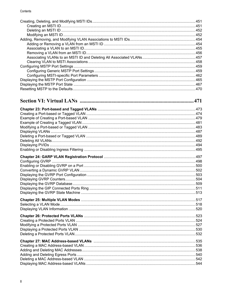Allied Telesis AT-S63 User Manual | Page 8 / 672