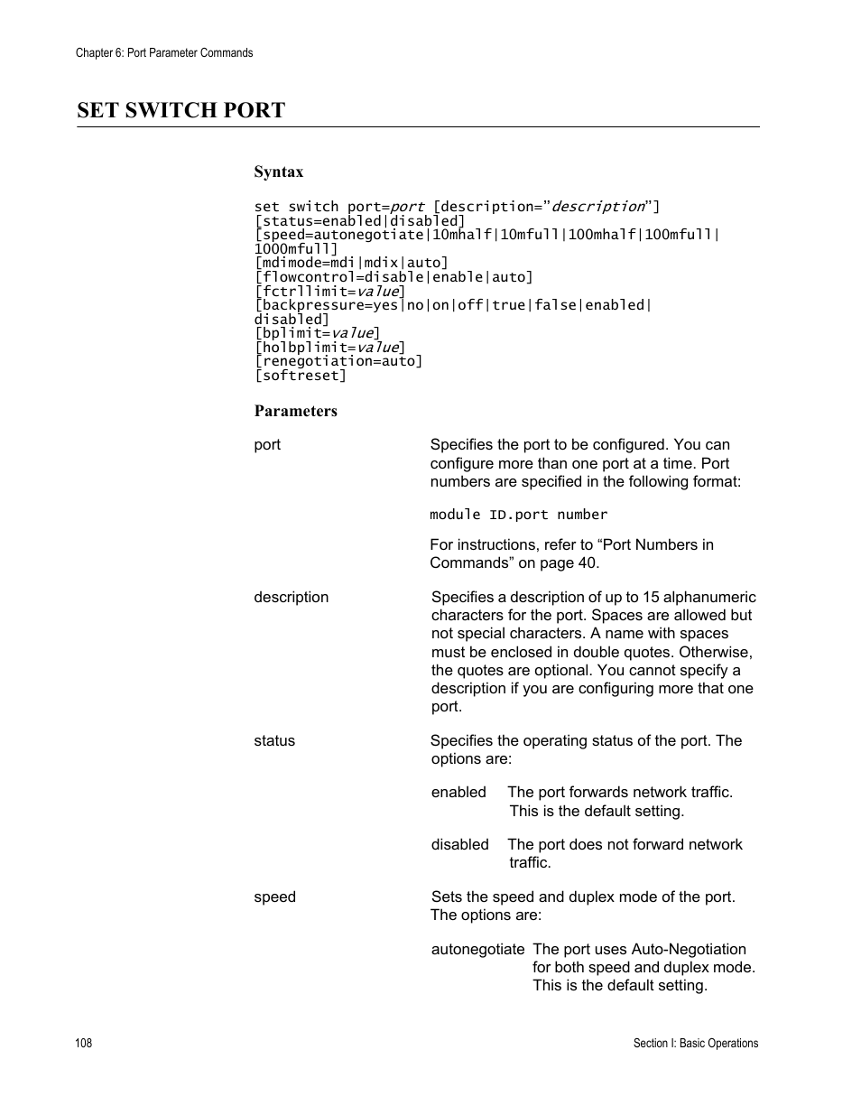 Set switch port | Allied Telesis AT-S63 User Manual | Page 108 / 300