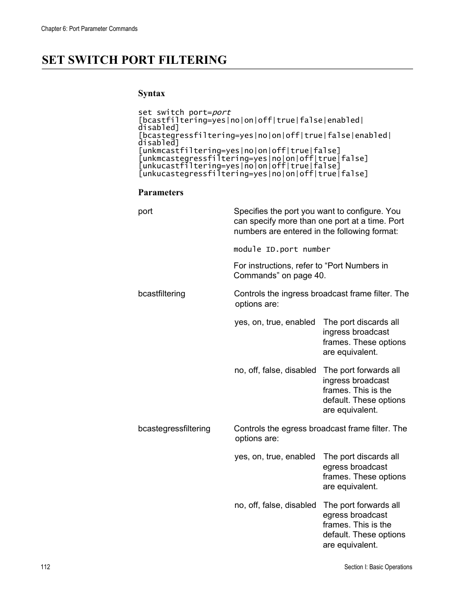 Set switch port filtering | Allied Telesis AT-S63 User Manual | Page 112 / 300