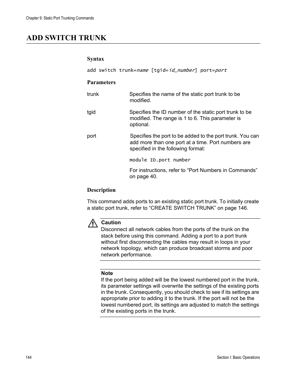 Add switch trunk | Allied Telesis AT-S63 User Manual | Page 144 / 300