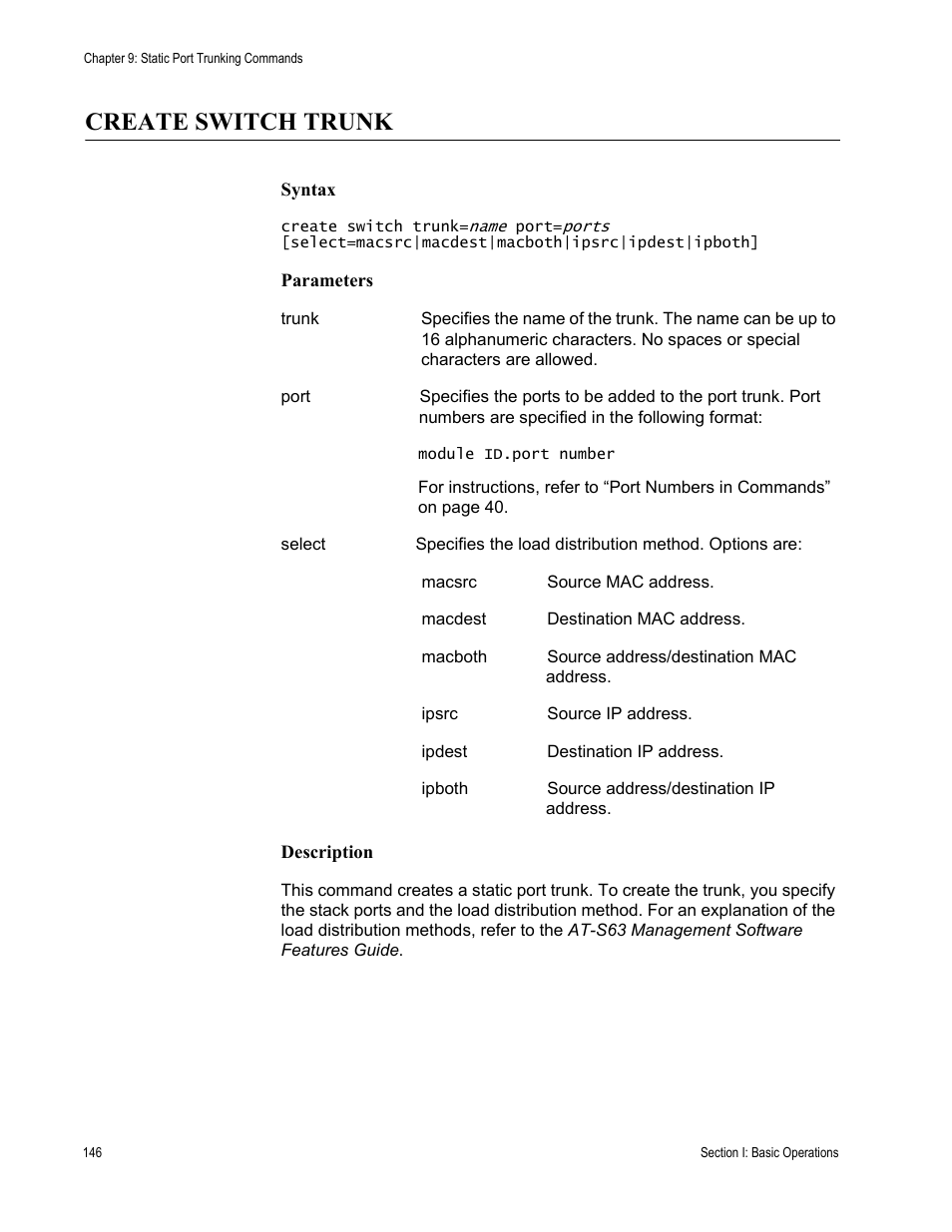 Create switch trunk | Allied Telesis AT-S63 User Manual | Page 146 / 300