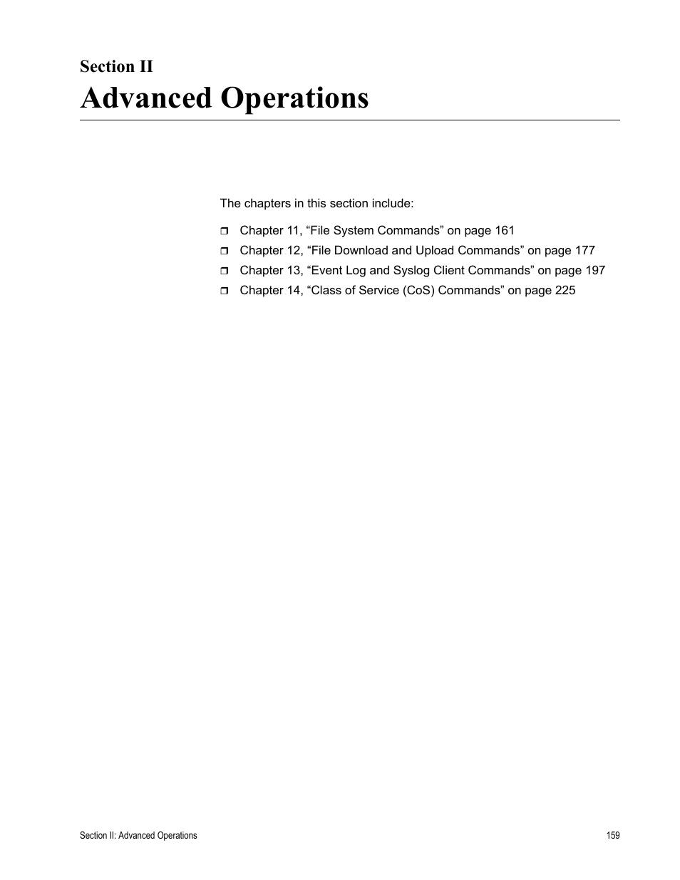 Section ii, Advanced operations, Section ii: advanced operations | Allied Telesis AT-S63 User Manual | Page 159 / 300