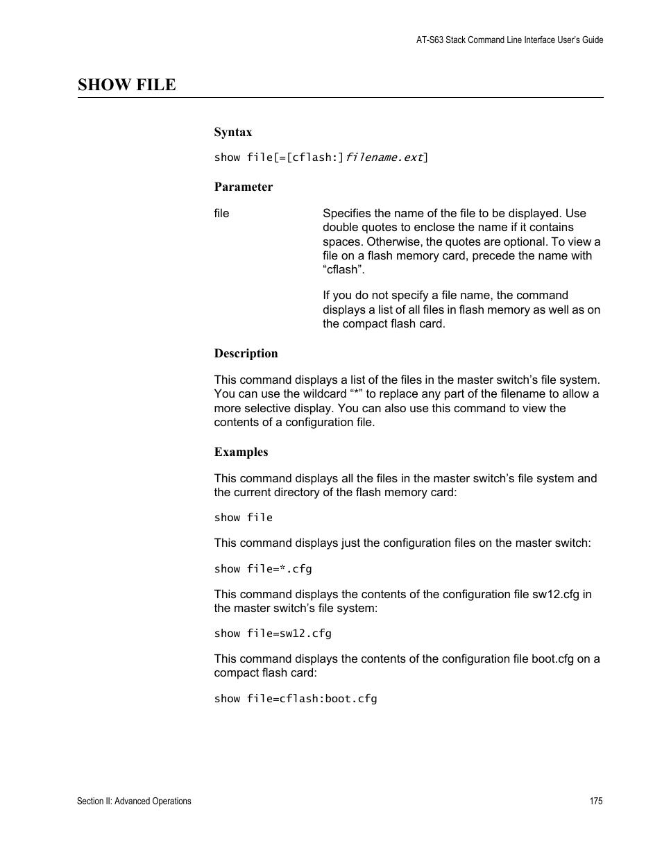 Show file | Allied Telesis AT-S63 User Manual | Page 175 / 300