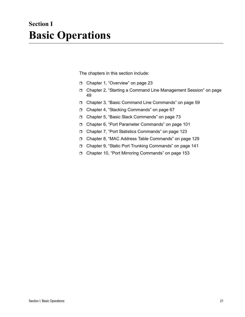 Section i, Basic operations, Section i: basic operations | Allied Telesis AT-S63 User Manual | Page 21 / 300